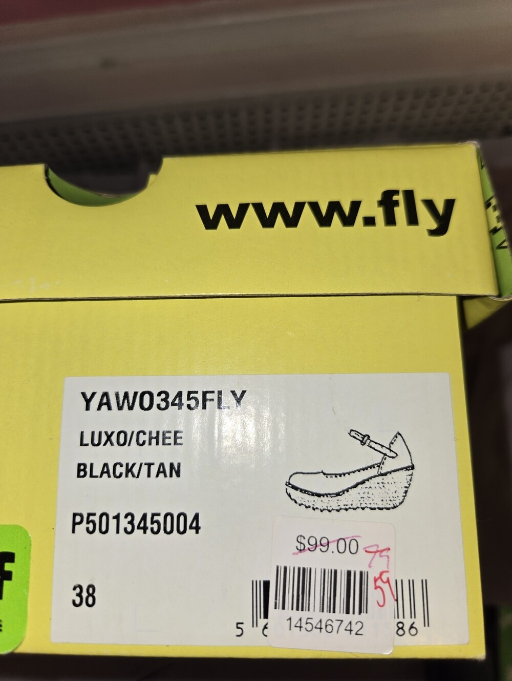 Fly London Black Patent Wedge Mary Jane with Leopard Back - Picture 6 of 6